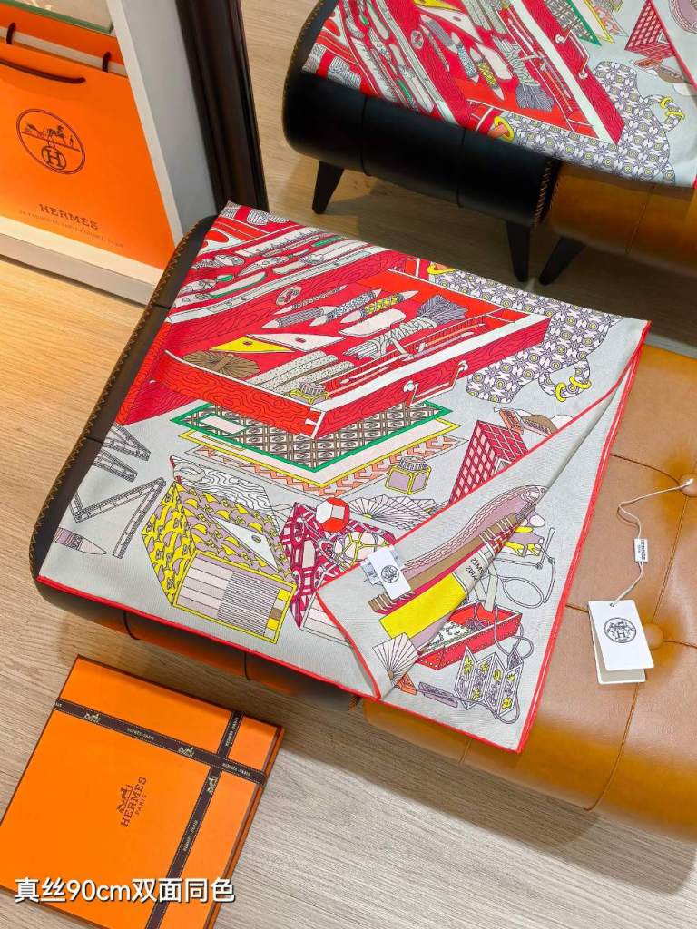 Hermes Double-Sided Silk Scarf-391