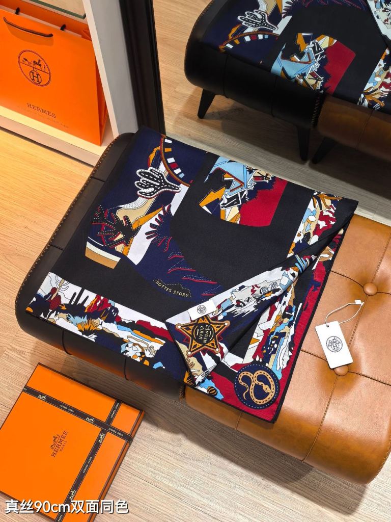 Hermes Double-Sided Silk Scarf-388