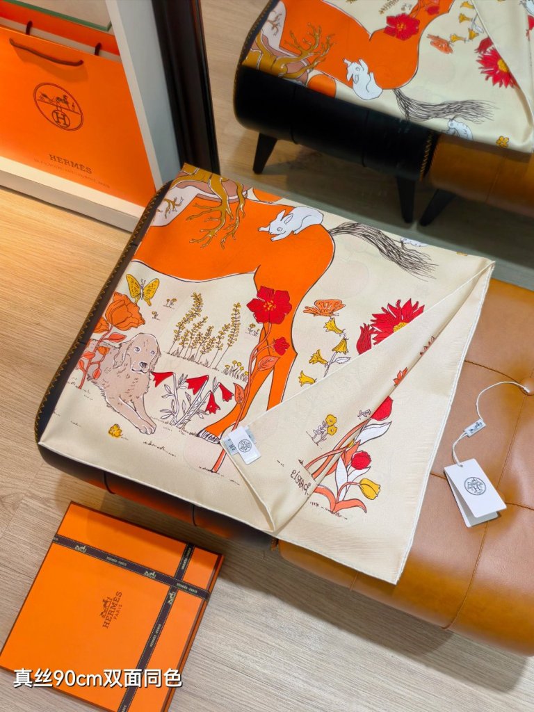 Hermes Double-Sided Silk Scarf-374