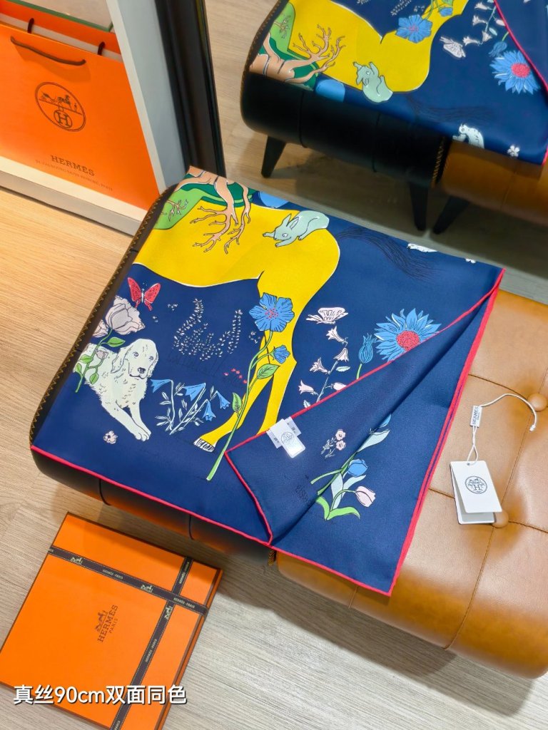 Hermes Double-Sided Silk Scarf-371