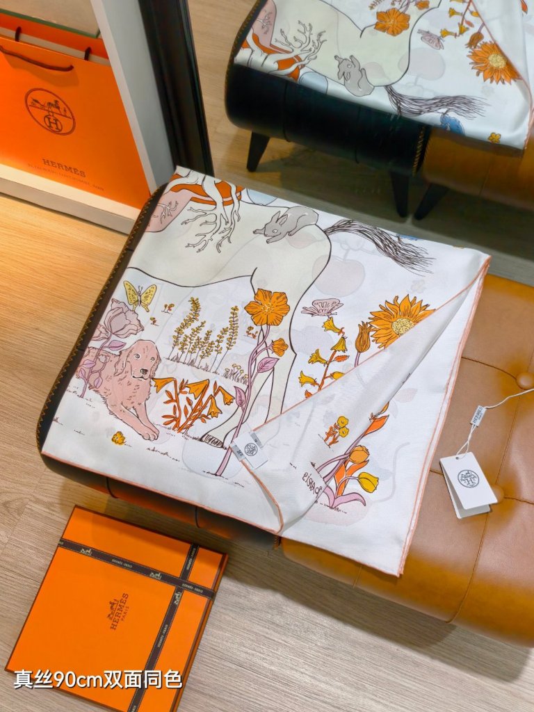 Hermes Double-Sided Silk Scarf-368
