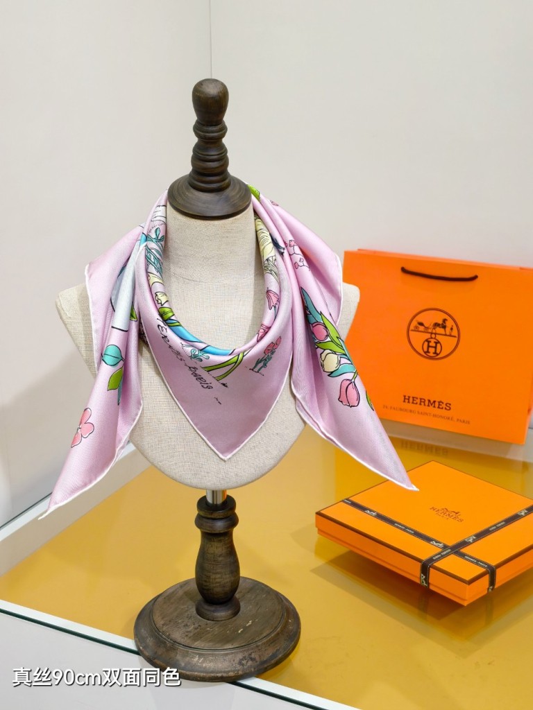 Hermes Double-Sided Silk Scarf-366