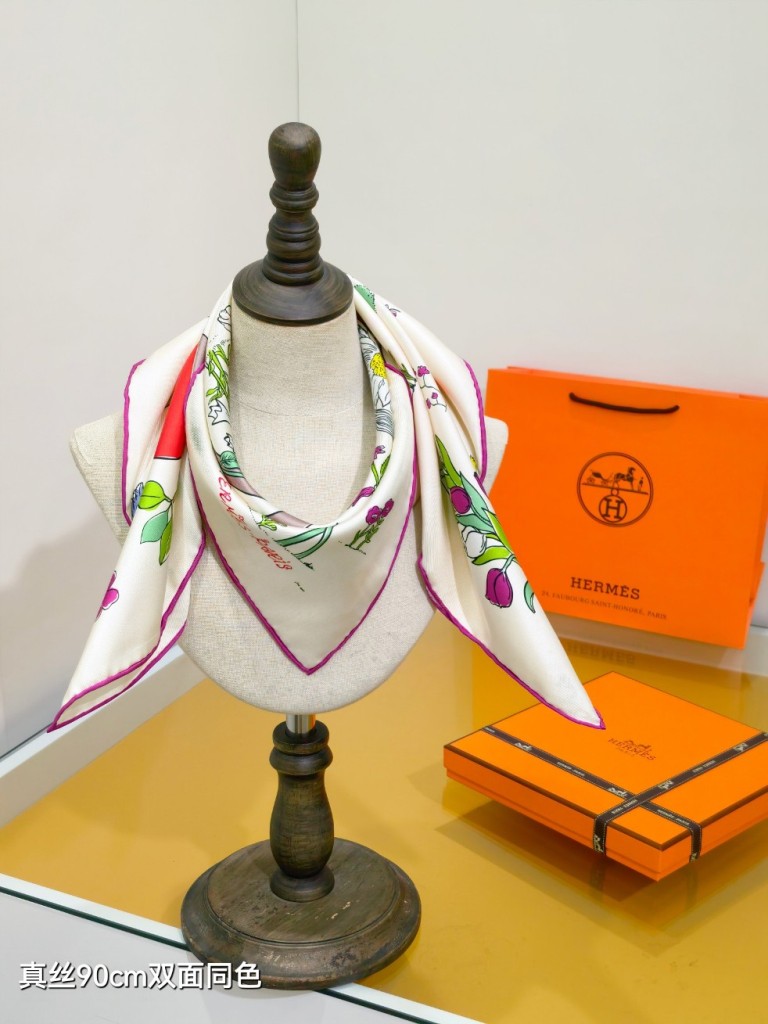 Hermes Double-Sided Silk Scarf-363