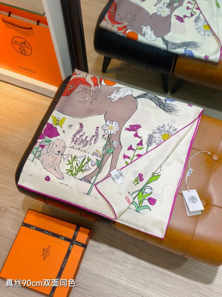 Hermes Double-Sided Silk Scarf-362