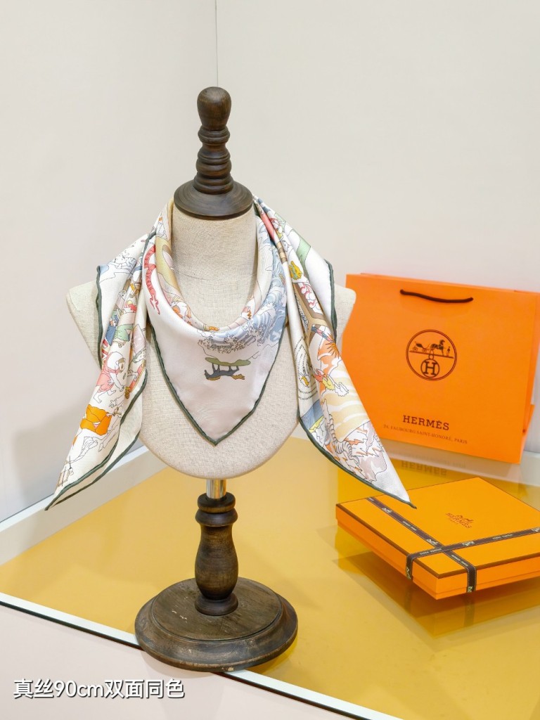 Hermes Double-Sided Silk Scarf-343