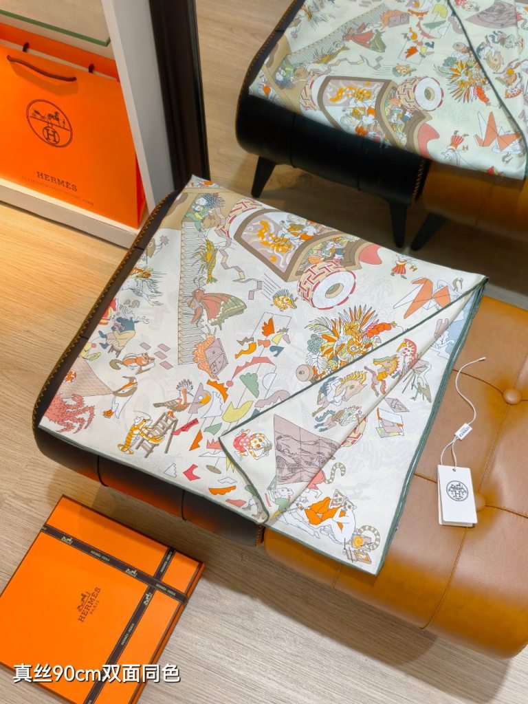 Hermes Double-Sided Silk Scarf-342