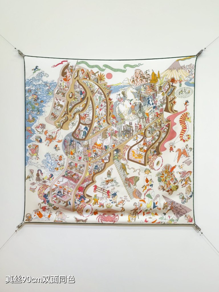 Hermes Double-Sided Silk Scarf-341