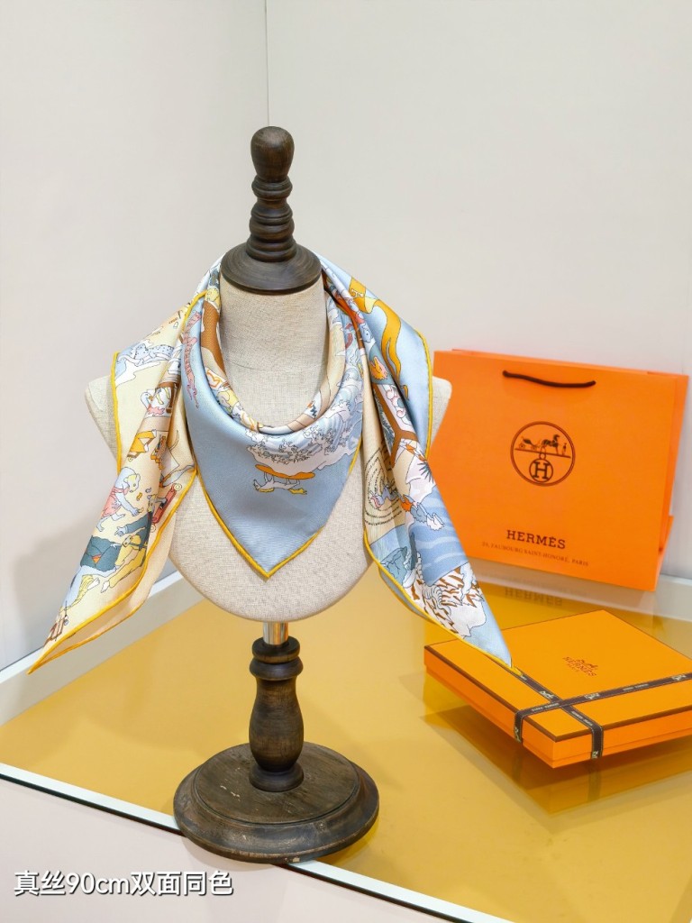 Hermes Double-Sided Silk Scarf-337