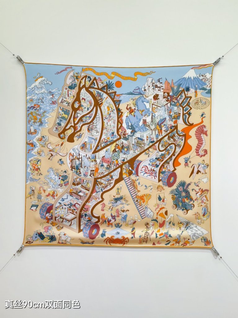 Hermes Double-Sided Silk Scarf-335