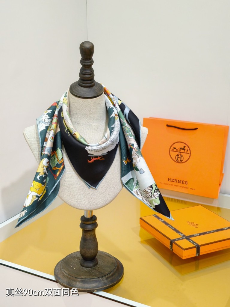 Hermes Double-Sided Silk Scarf-334