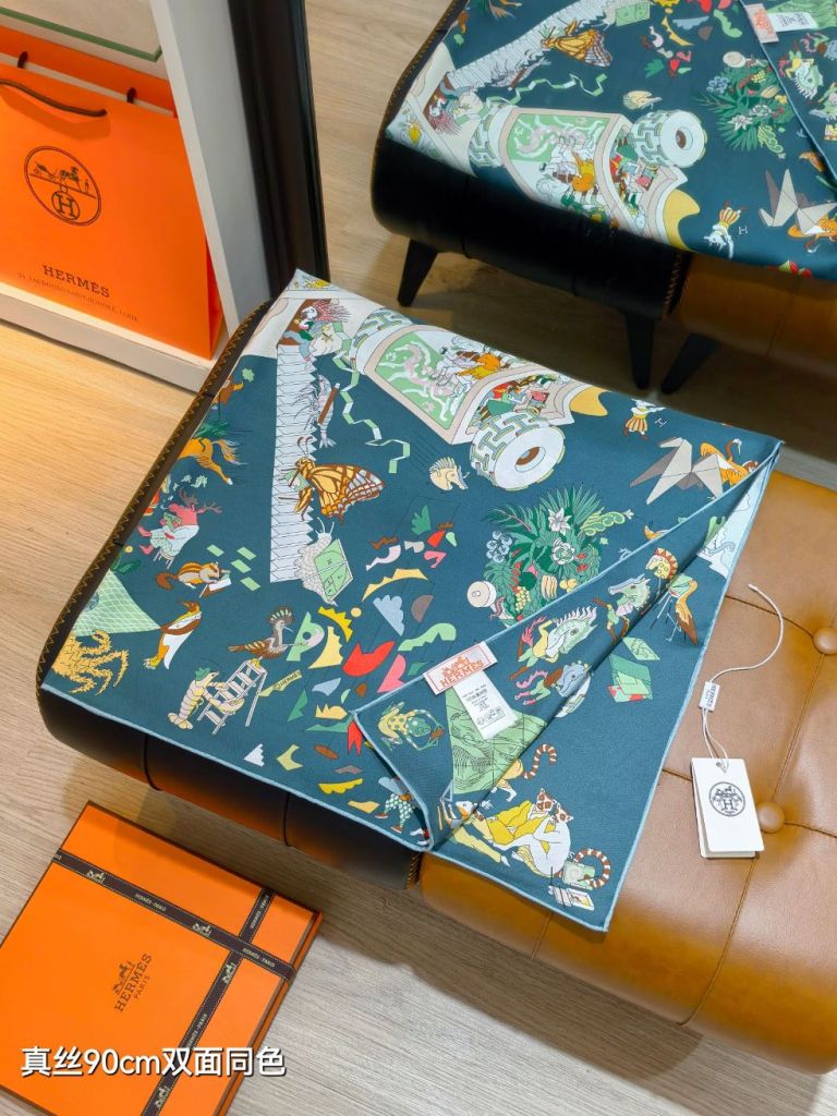Hermes Double-Sided Silk Scarf-333