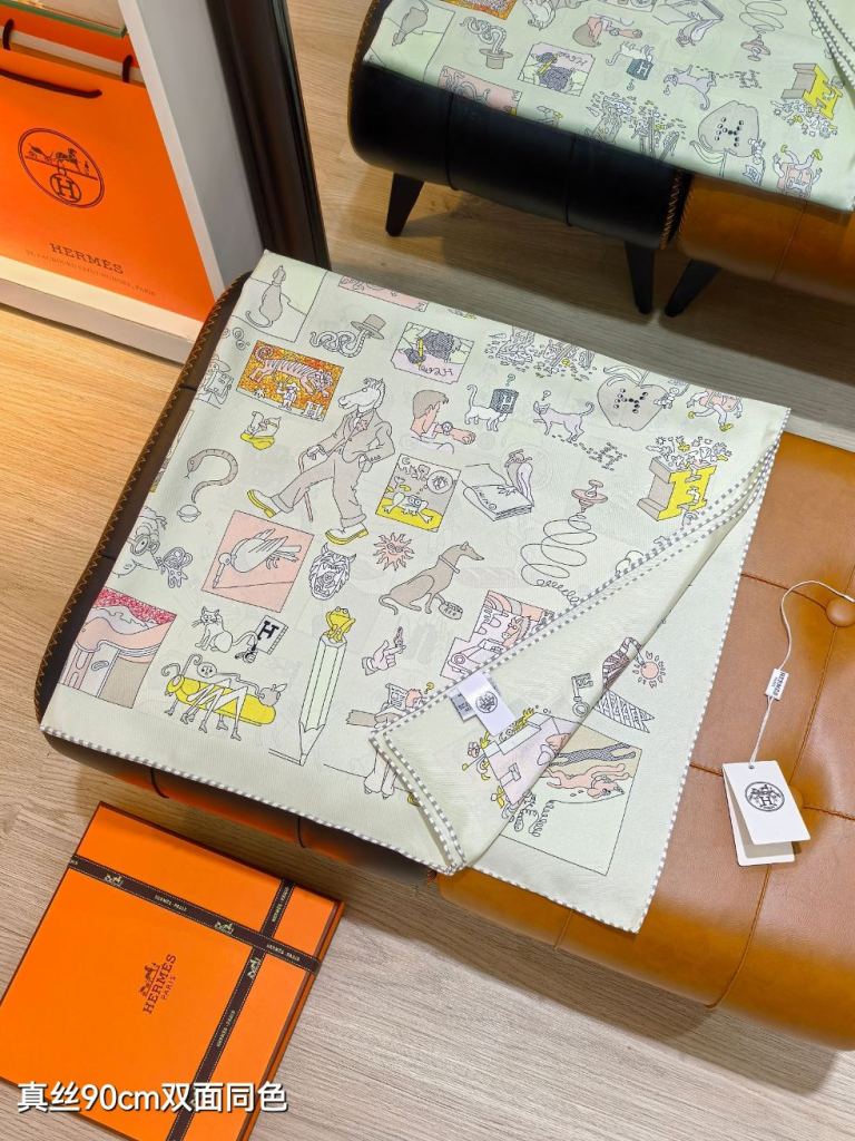 Hermes Double-Sided Silk Scarf-330