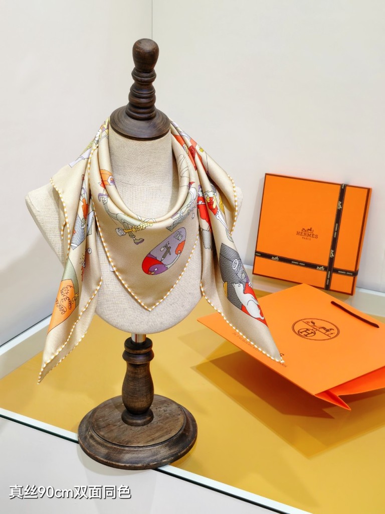 Hermes Double-Sided Silk Scarf-328