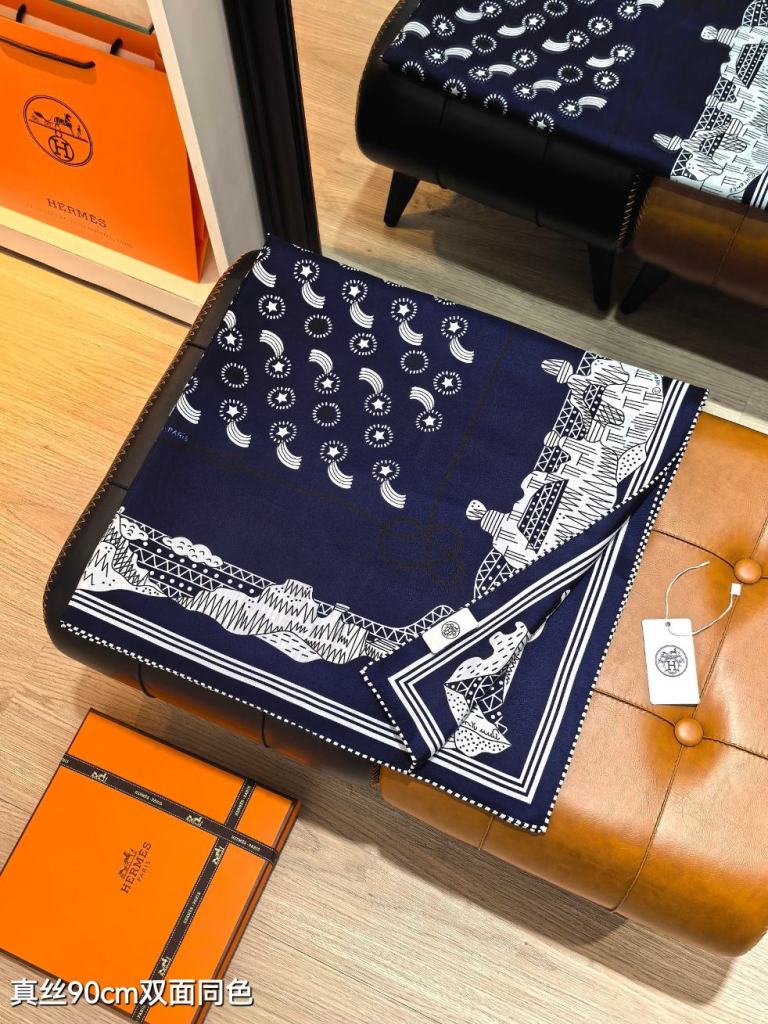 Hermes Double-Sided Silk Scarf-324