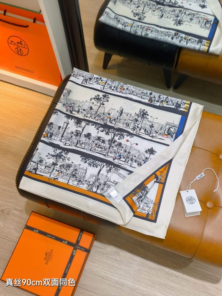 Hermes Double-Sided Silk Scarf-310