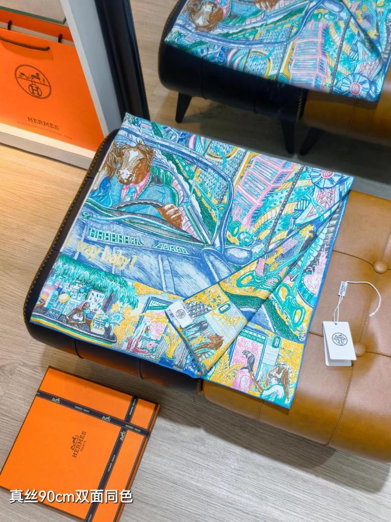 Hermes Double-Sided Silk Scarf-290