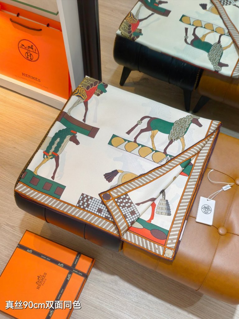 Hermes Double-Sided Silk Scarf-253