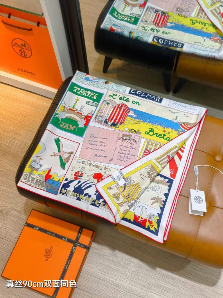 Hermes Double-Sided Silk Scarf-223