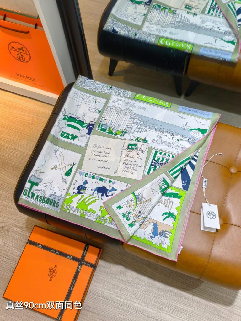 Hermes Double-Sided Silk Scarf-221