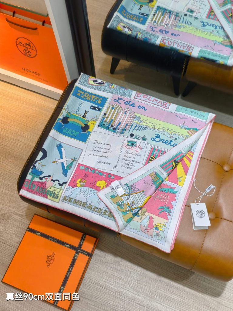 Hermes Double-Sided Silk Scarf-217