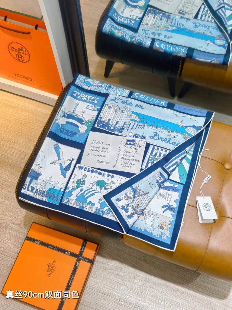 Hermes Double-Sided Silk Scarf-215