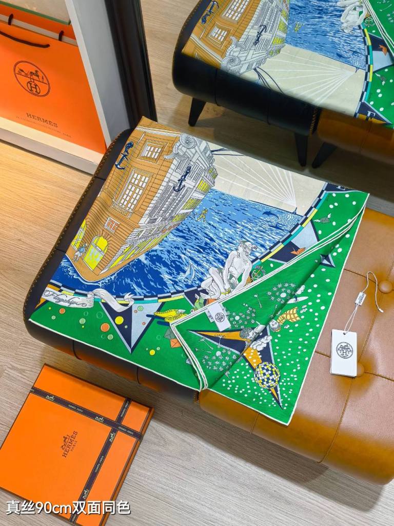 Hermes Double-Sided Silk Scarf-212