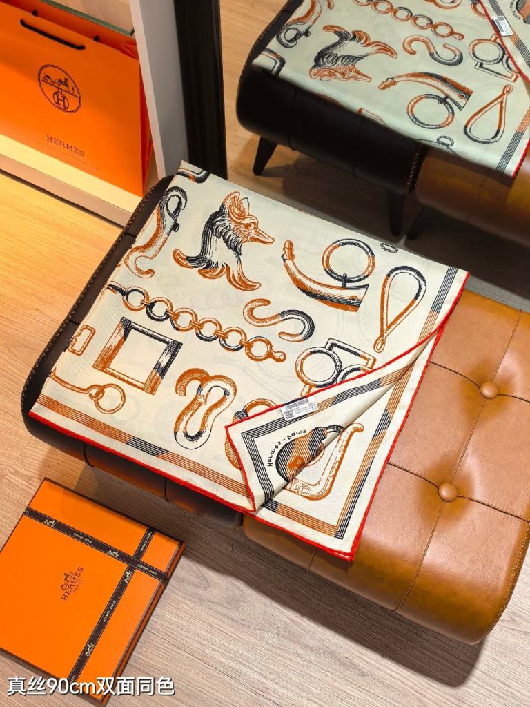 Hermes Double-Sided Silk Scarf-196