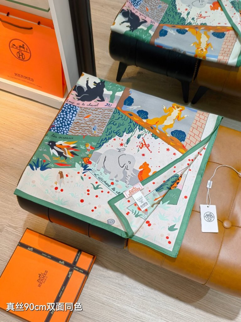 Hermes Double-Sided Silk Scarf-161