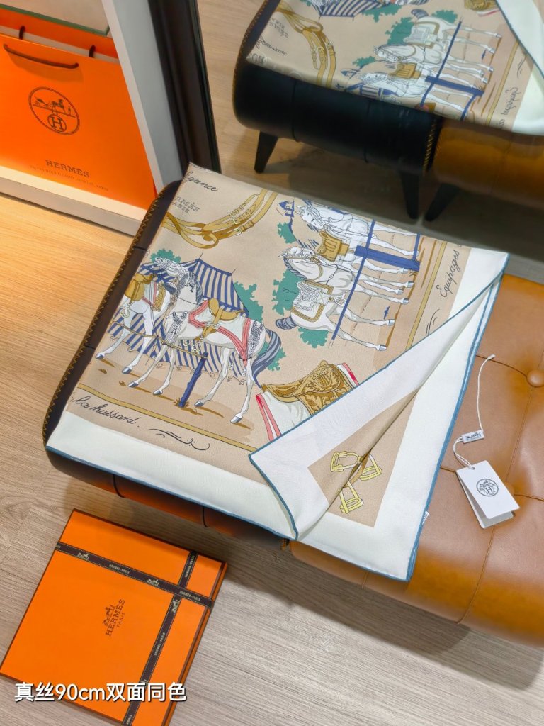 Hermes Double-Sided Silk Scarf-140