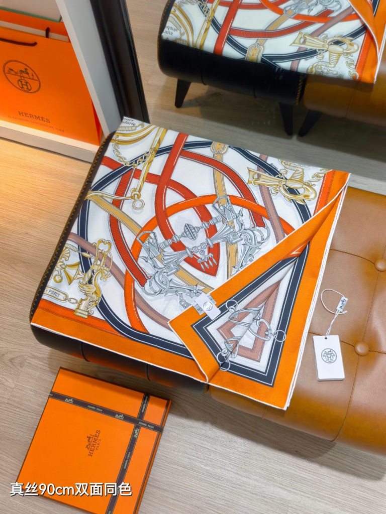 Hermes Double-Sided Silk Scarf-095
