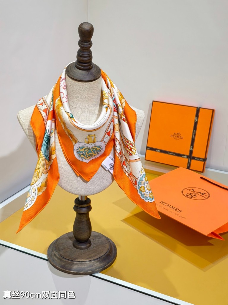 Hermes Double-Sided Silk Scarf-083
