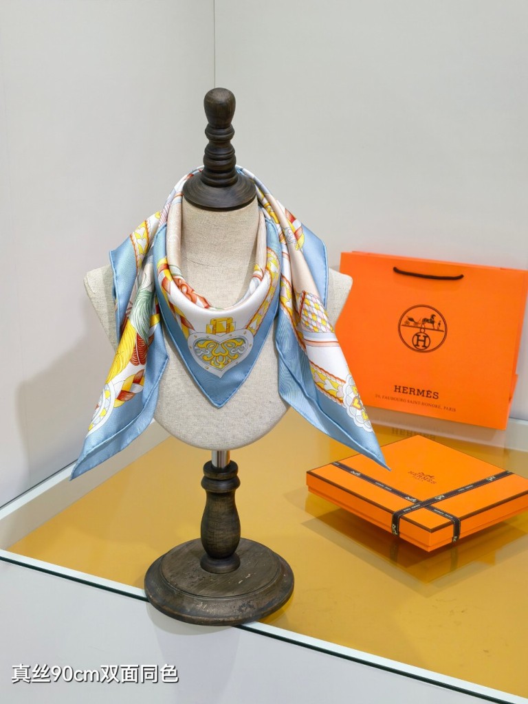 Hermes Double-Sided Silk Scarf-077