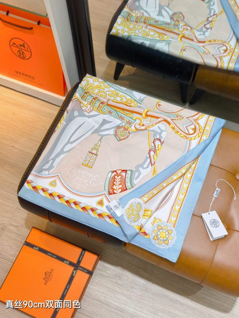 Hermes Double-Sided Silk Scarf-076