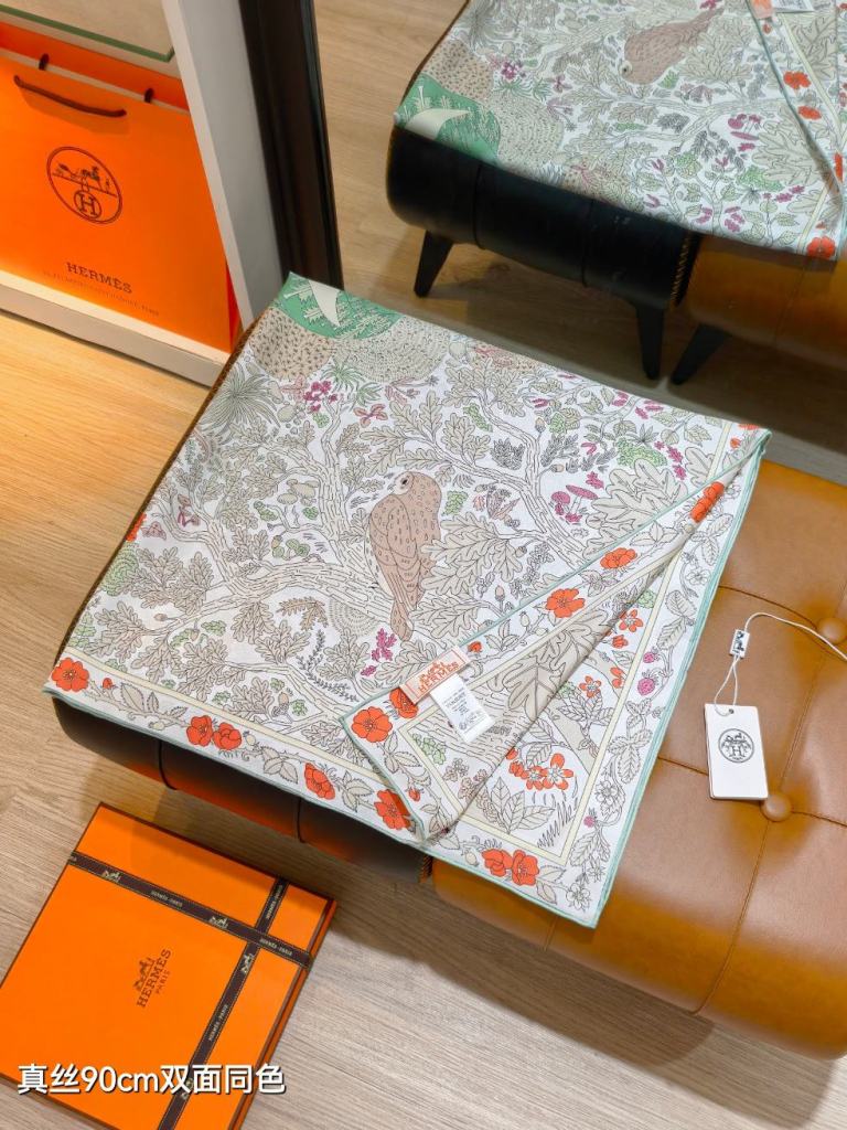 Hermes Double-Sided Silk Scarf-073