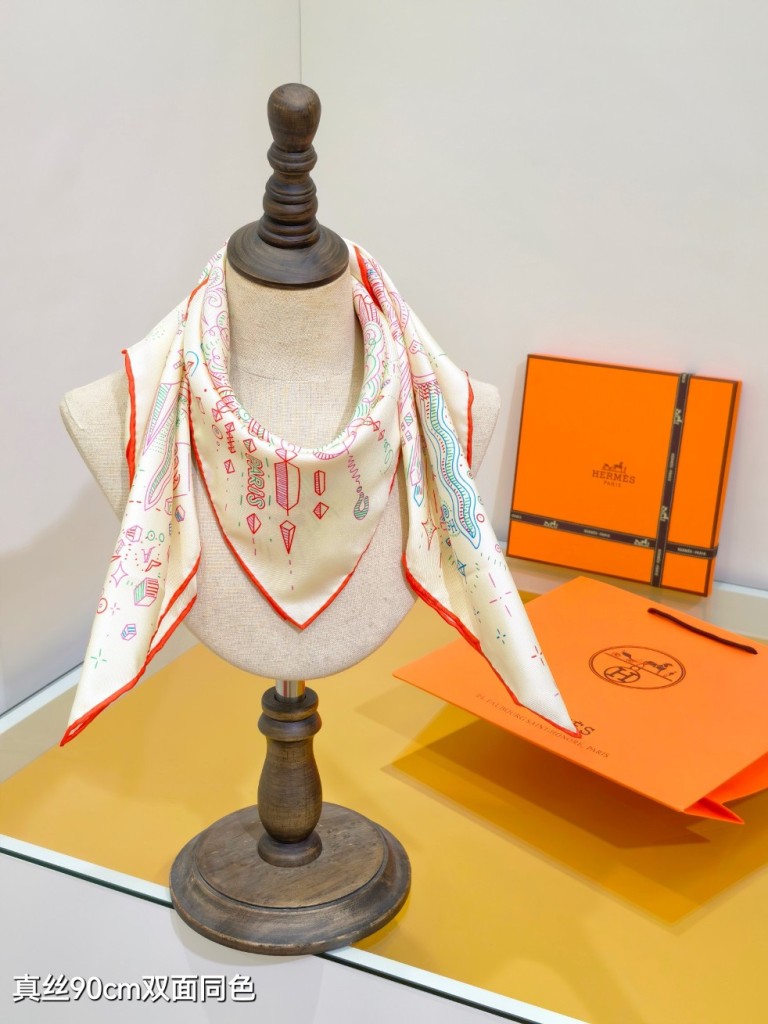 Hermes Double-Sided Silk Scarf-063