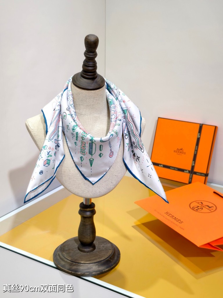 Hermes Double-Sided Silk Scarf-060