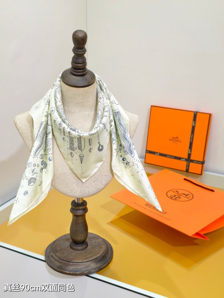 Hermes Double-Sided Silk Scarf-054