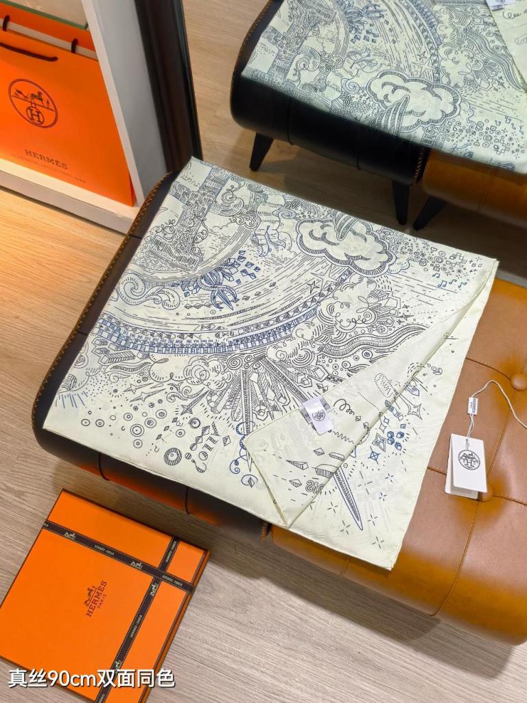 Hermes Double-Sided Silk Scarf-053