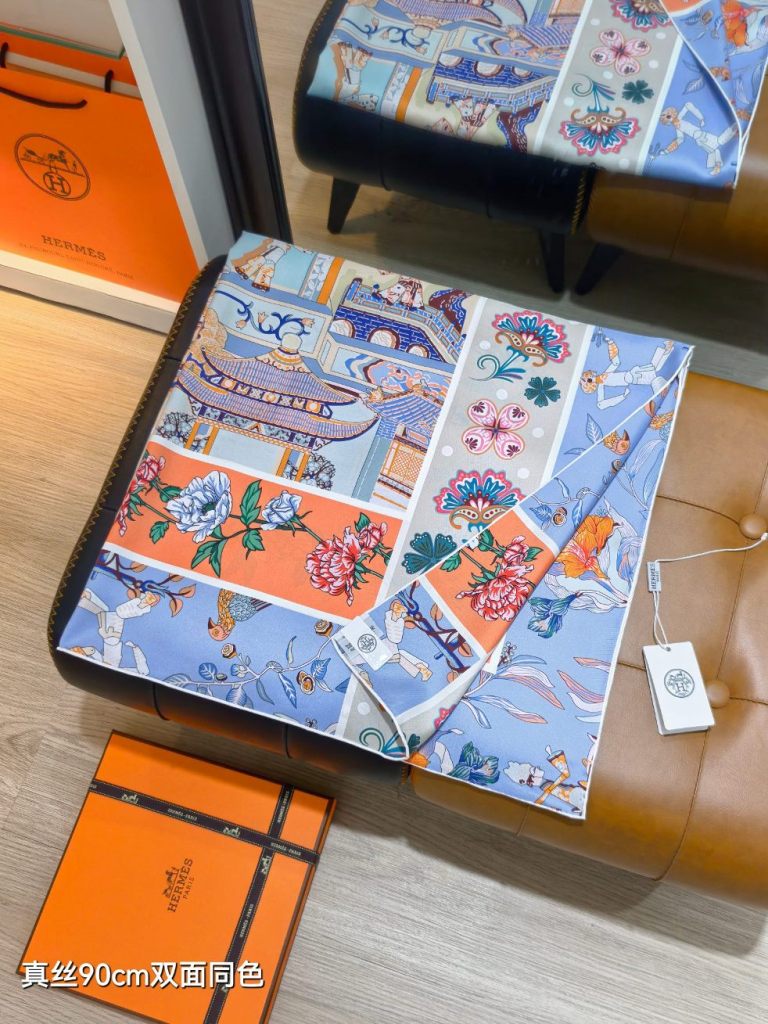 Hermes Double-Sided Silk Scarf-049