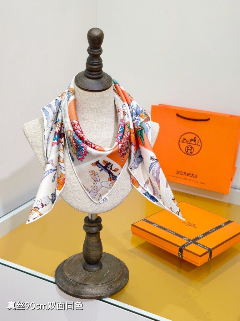 Hermes Double-Sided Silk Scarf-047