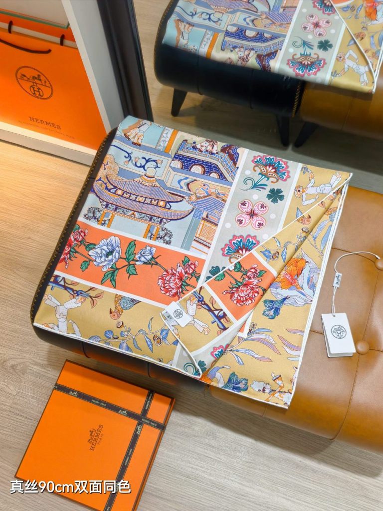 Hermes Double-Sided Silk Scarf-044