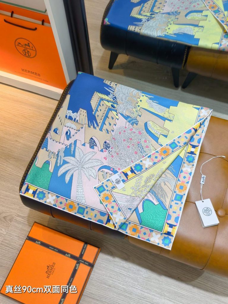 Hermes Double-Sided Silk Scarf-039