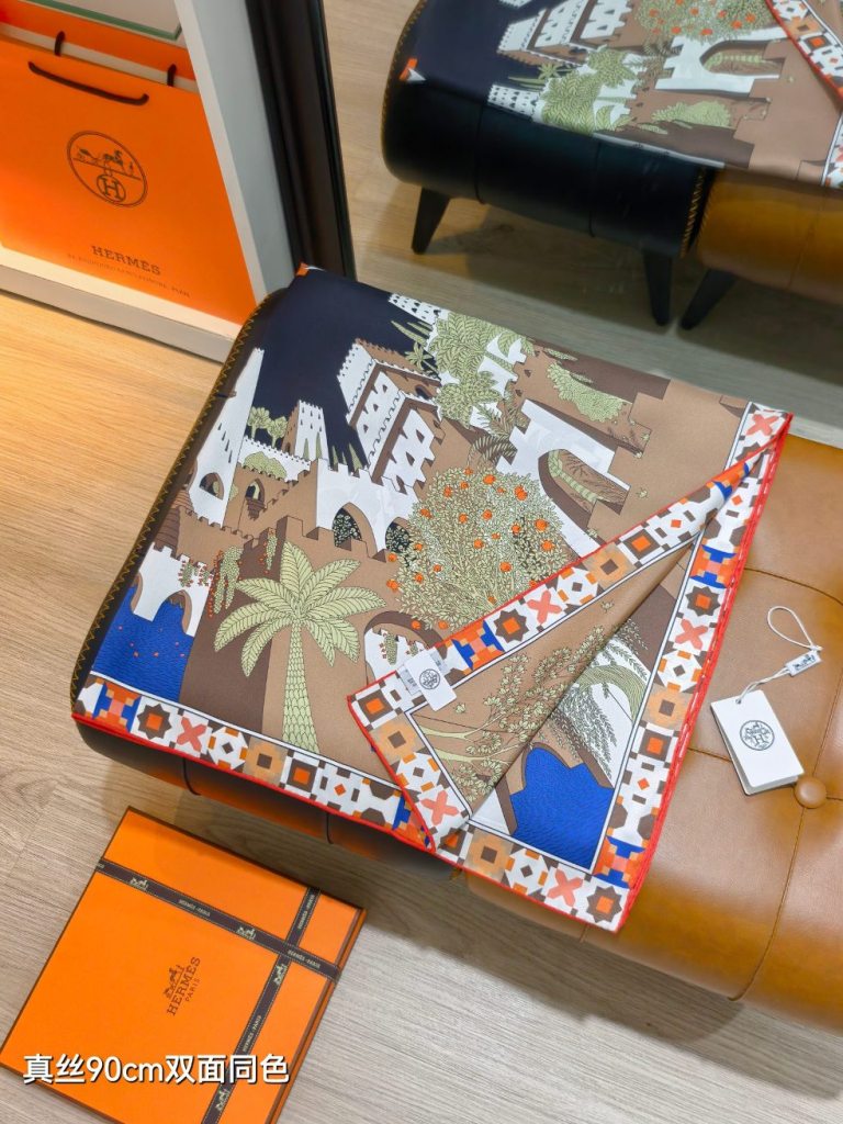 Hermes Double-Sided Silk Scarf-036