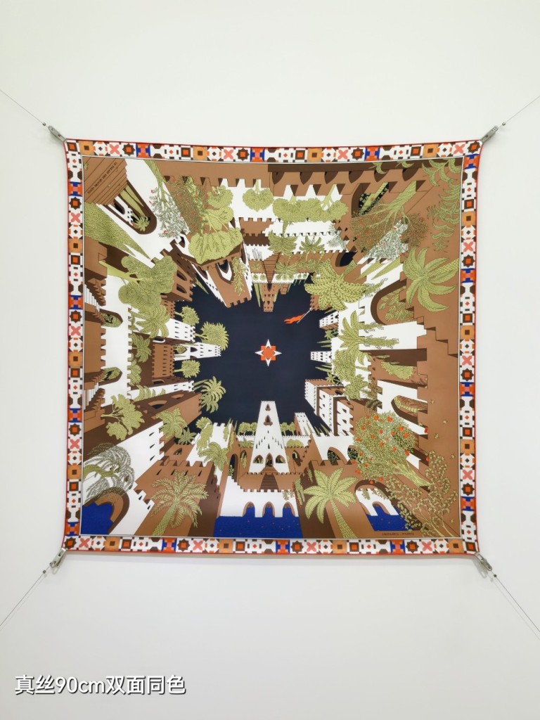 Hermes Double-Sided Silk Scarf-035