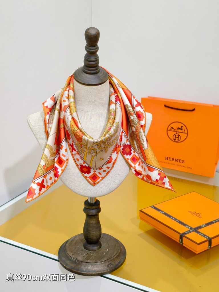 Hermes Double-Sided Silk Scarf-034