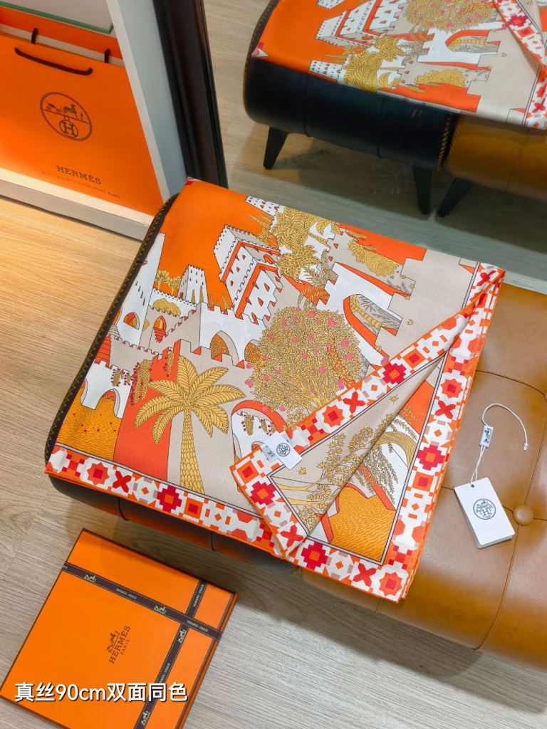 Hermes Double-Sided Silk Scarf-033