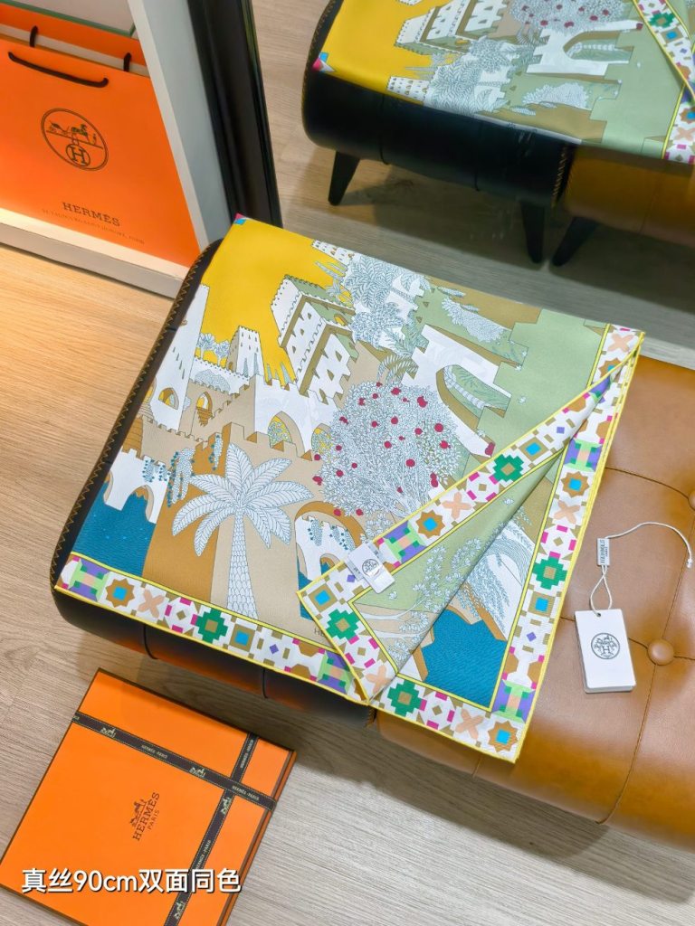Hermes Double-Sided Silk Scarf-027