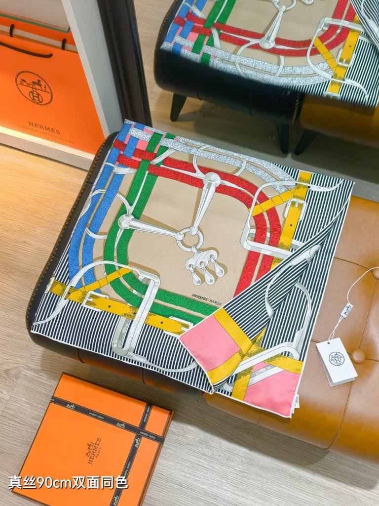Hermes Double-Sided Silk Scarf-023