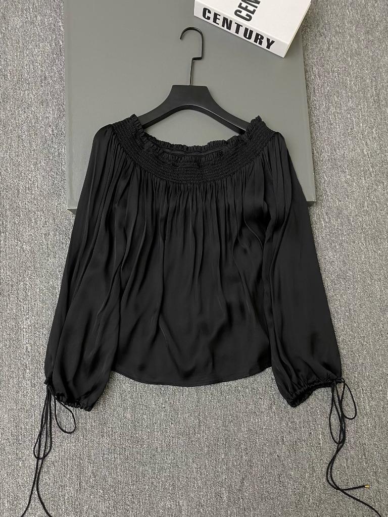Chloé Off-The-Shoulder Top in Washed Silk Satin-A