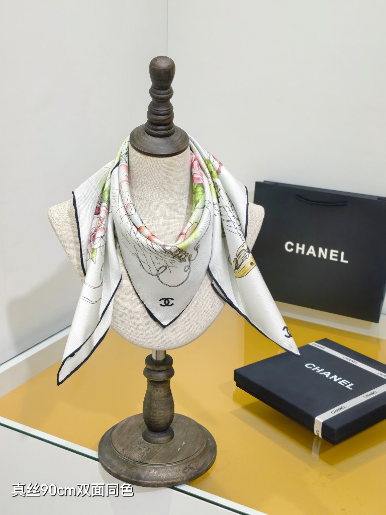 Chanel Double-Sided Silk Scarf-229